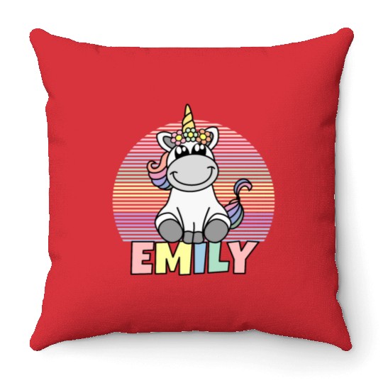 Emily Name Unicorn Throw Pillows