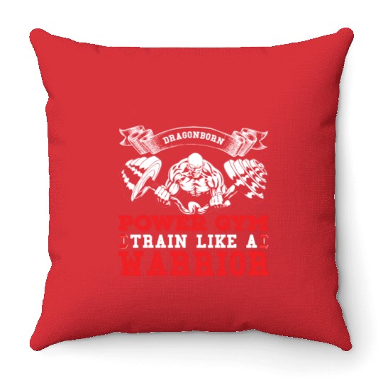 Dragonborn Power Gym Train Like A Warrior Throw Pillows