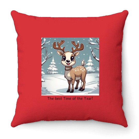 The best Time of the Year - Reindeer Throw Pillows
