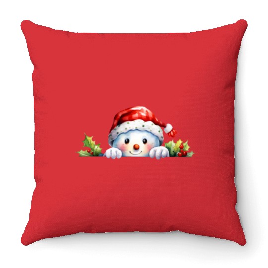 Christmas Cheerful Snowman Throw Pillows
