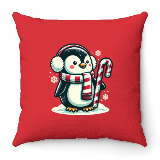 Penguin Christmas Animals Cute Penguins Throw Pillows