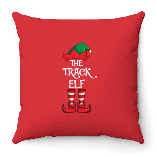 Track Elf Matching Family Christmas Running Throw Pillows