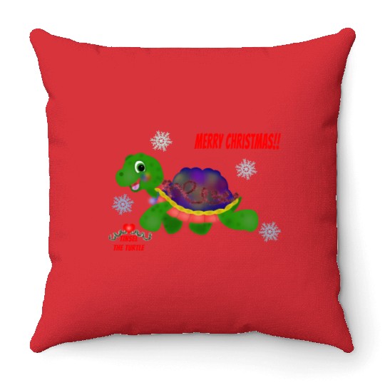 "Tinsel the Turtle" (Snowflake Snuggliezz) Throw Pillows