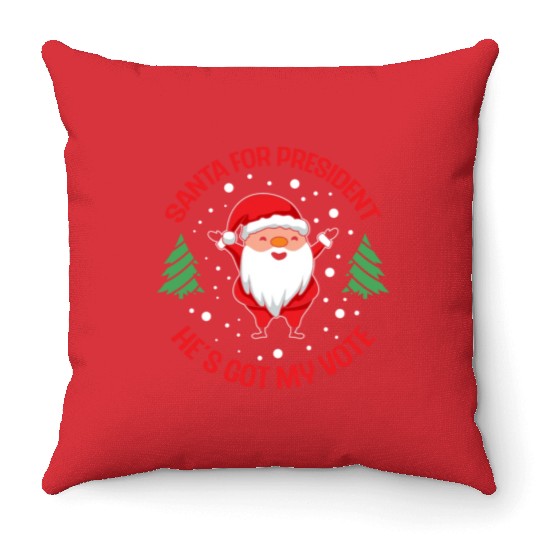 Santa For President Christmas Tree Voting Voter Throw Pillows