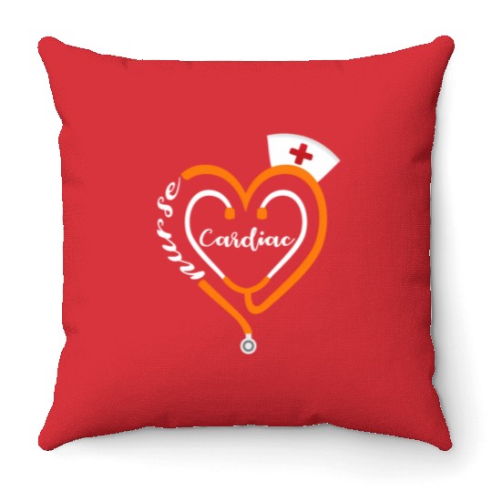 Cardiac Nurse Halloween Stethoscope He Rn Throw Pillows