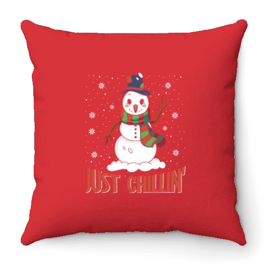 Snowmen Just Chillin' Winter Time Snow Throw Pillows