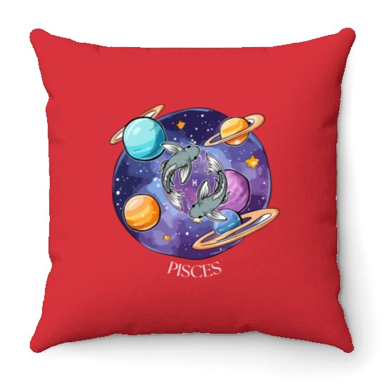 Pisces zodiac sign Throw Pillows