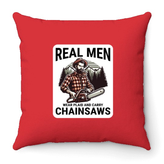 Lumberjack Woodworker Woodcutter Chainsaw Arborist Throw Pillows