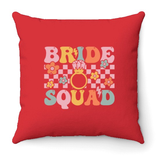 Groovy Bridal Party Bachelorette Party Throw Pillows