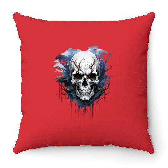 Eternal Night: Haunting Skull Artwork Throw Pillows