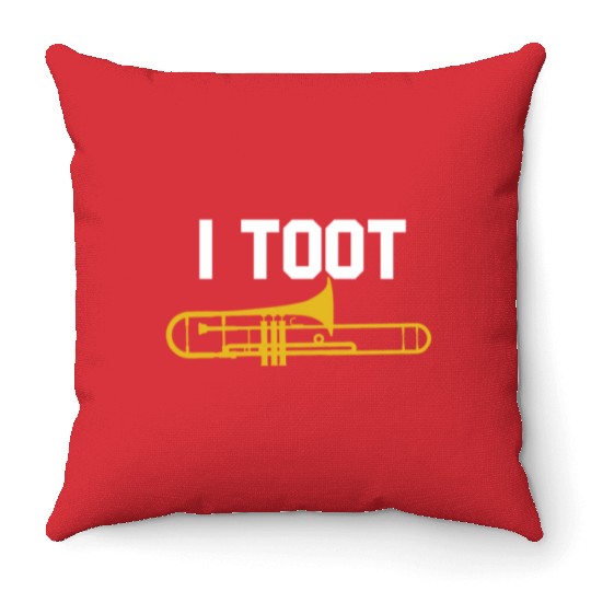 I Toot Funny Trombone Player Jazz School Band Throw Pillows