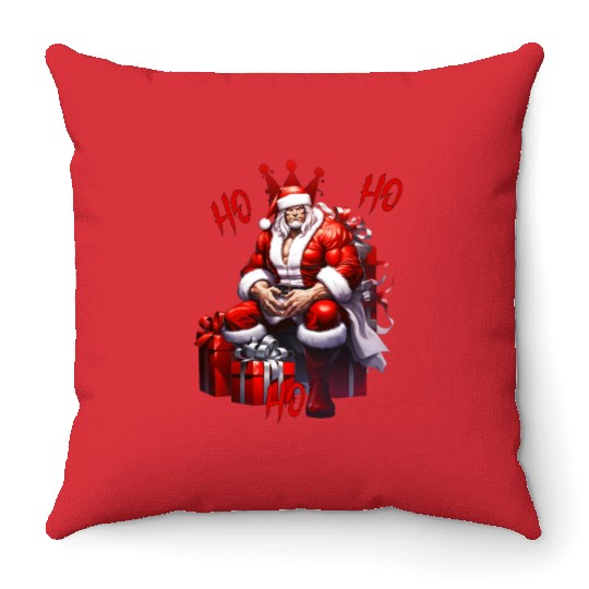 Ho Ho Ho Gym Santa Throw Pillows