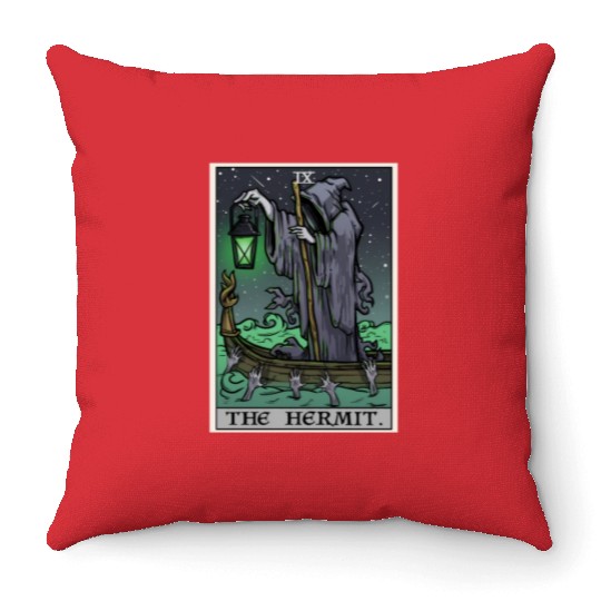 The Hermit Tarot Card Gothic Halloween Grim Reaper Throw Pillows