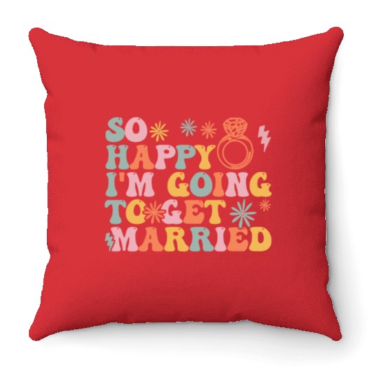 Bride Bridal Party Engagement Throw Pillows