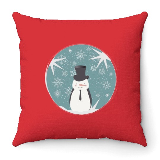 beautiful snowman & stars for Christmas Throw Pillows
