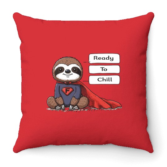 Sloth Superhero Sloths Chill Out Superpower Throw Pillows
