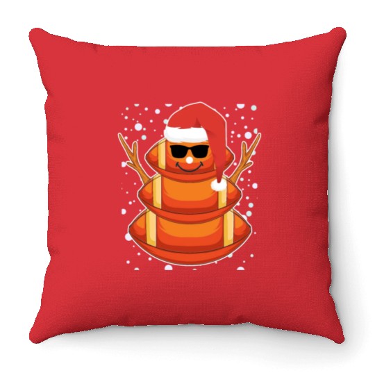 Rugby Snowman American Football Snowing Throw Pillows