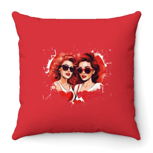 Valentines Day Outfit For Her And Her in love Throw Pillows