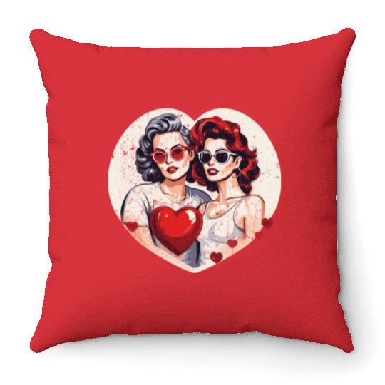 Valentines Day Outfit For Her And Her in love Throw Pillows