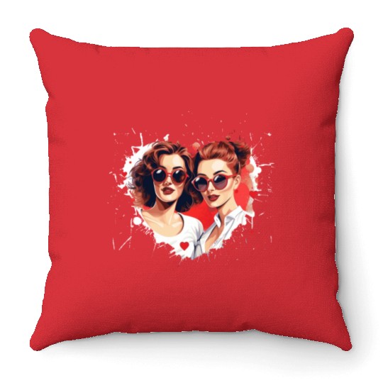 Valentines Day Outfit For Her And Her in love Throw Pillows