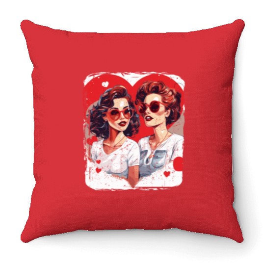 Valentines Day Outfit For Her And Her in love Throw Pillows