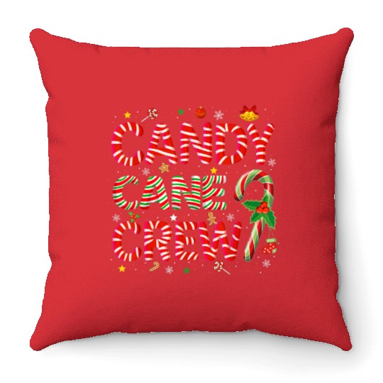 Candy Cane Crew Funny Christmas Candy Lover Xmas Throw Pillows