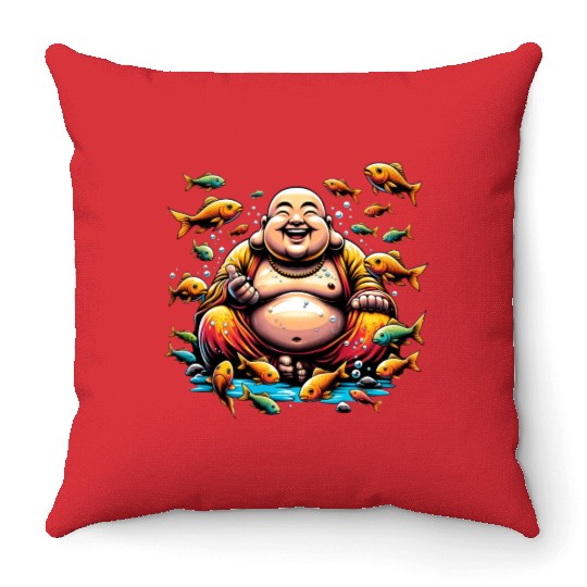 Buddhism and Underwater World - Peaceful Diving Throw Pillows