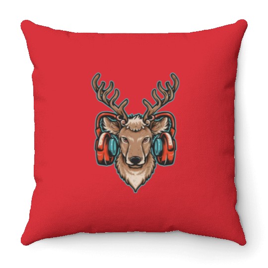 Gamer Reindeer Throw Pillows