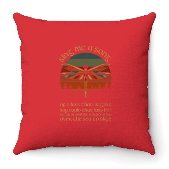 Outlander Theme Sing Me A Song Trees Dragonfly Throw Pillows