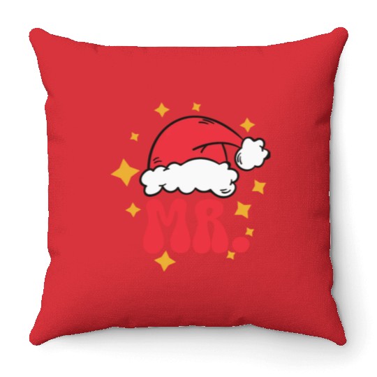 Mr And Mrs Claus Christmas Couples Matching Pajama Throw Pillows
