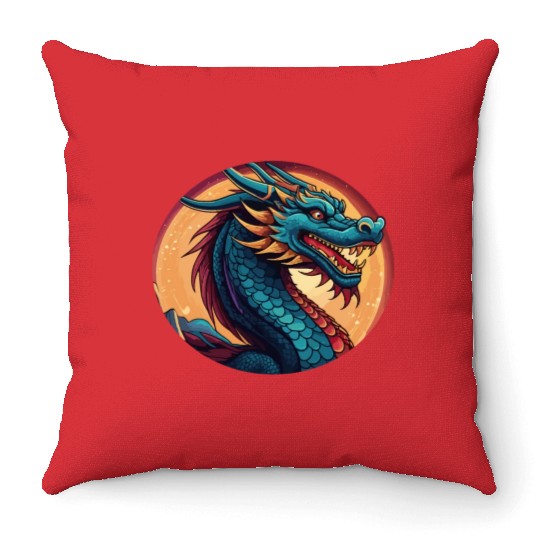 traditional Chinese dragon Throw Pillows