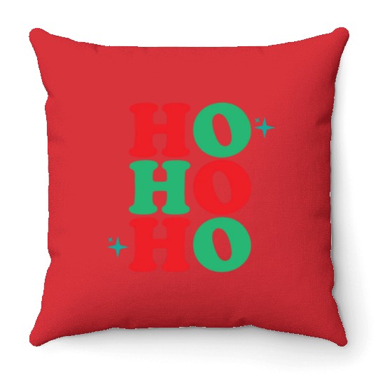 Ho Ho Ho, Xmas Design, Christmas Quote, Xmas Gifts Throw Pillows
