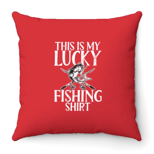 Catfish Catfishing Angler Noodler This Is My Lucky Throw Pillows