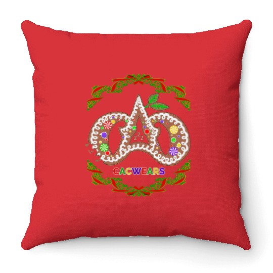 Christmas Bakery Gingerbread Cookie Pastry Logo Throw Pillows