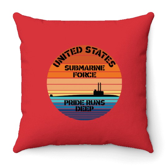 Sunset Us Submarine Force Pride Runs Deep Throw Pillows