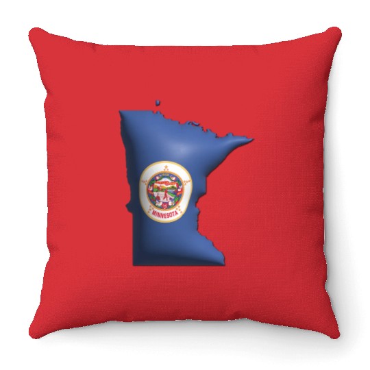 Minnesota - 3D Flag Map Throw Pillows