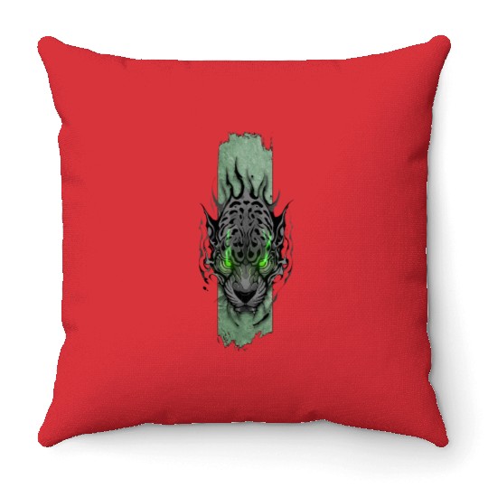 Emerald-Eyed Jaguar Throw Pillows