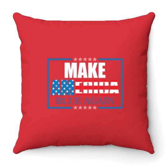Make America Blue Again Patriotic American Flag Throw Pillows