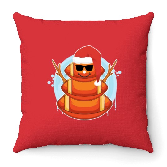 Rugby Snowman American Football Snowing Throw Pillows