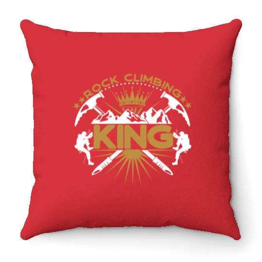 Rock Climbing King Throw Pillows