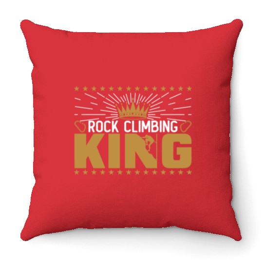 Rock Climbing King Throw Pillows
