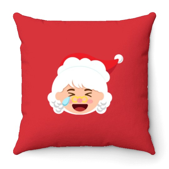 Mrs Claus Emoticons Cry Laughing Loud Christmasmrs Throw Pillows