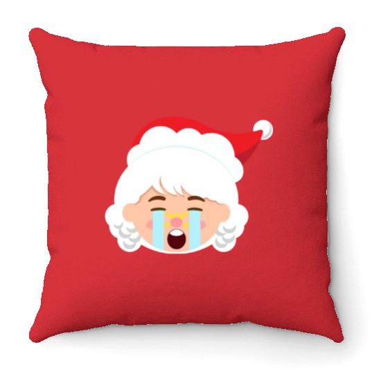 Mrs Claus Emoticons Crying Out Loud Christmasfunny Throw Pillows