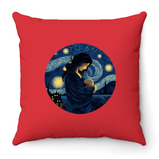 Breastfeeding Starry Night Throw Pillows Motherhood
