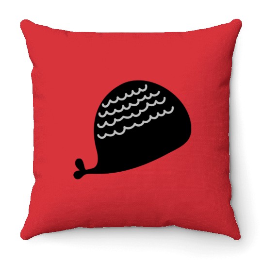 Lonely Black Whale In The Ocean Throw Pillows