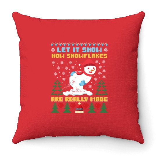 Snowman Let it Snow Christmas Snow Fever Throw Pillows