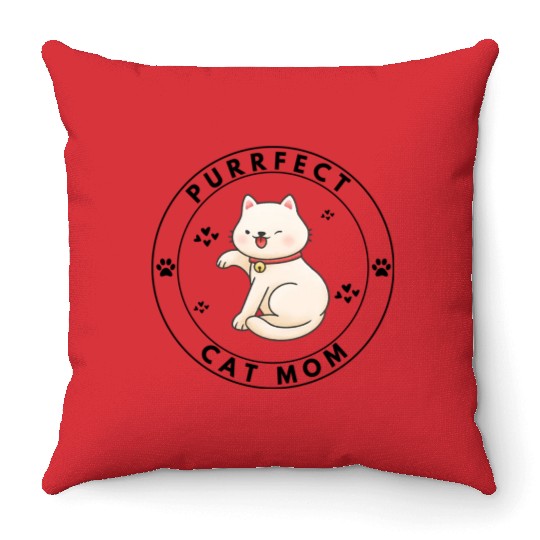 The Best Cat Mom In The Whole Wide World Throw Pillows