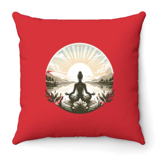 Yoga lotus design Throw Pillows