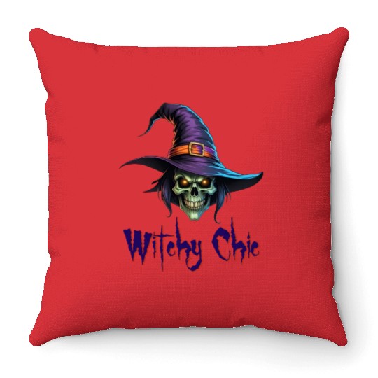 Halloween witch hat Throw Pillows Design