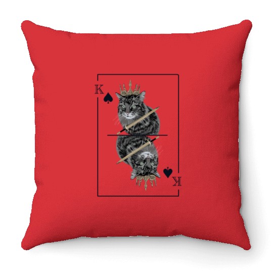 Cat Spades King Playing Card Cat Daddy Cat Mom Throw Pillows
